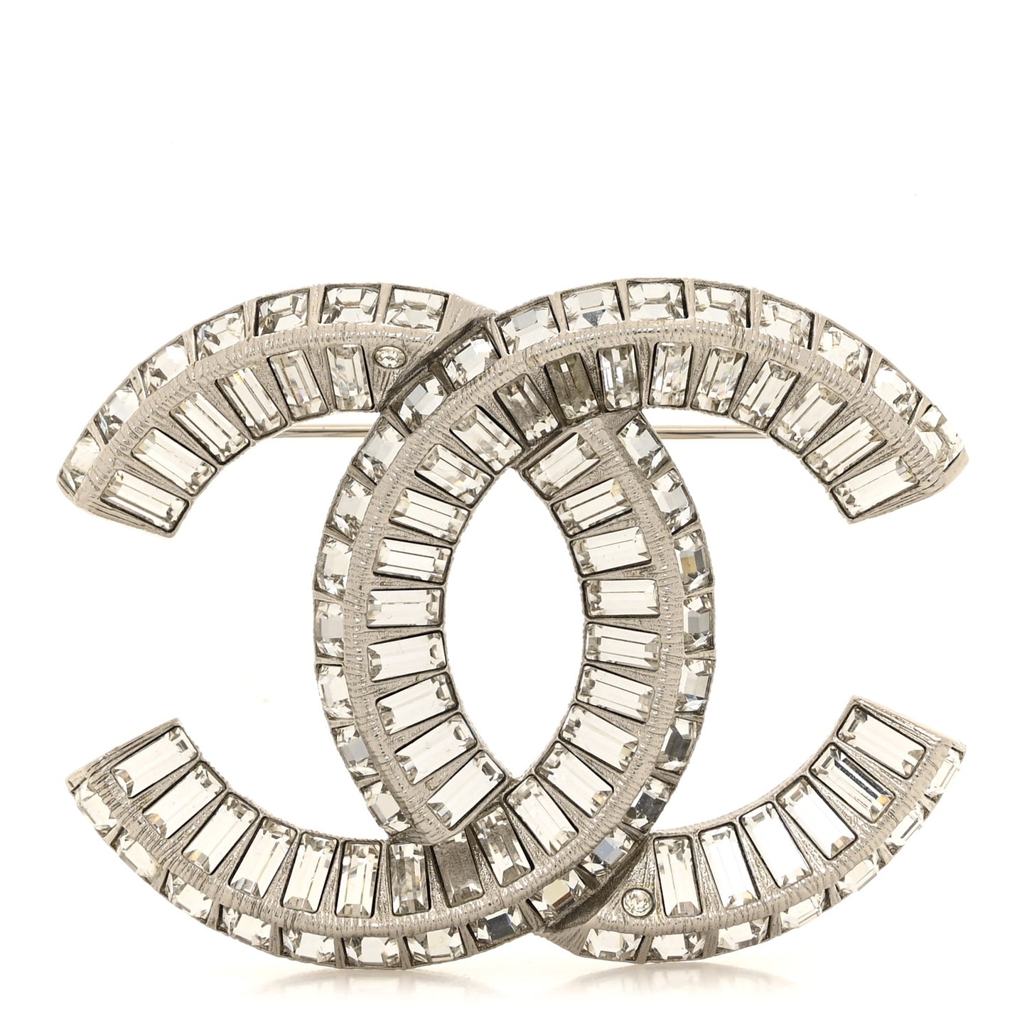 Baguette Crystal CC Brooch Silver