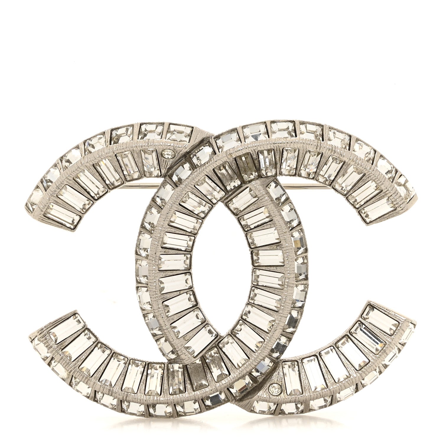 Chanel Baguette Crystal CC Brooch Silver 1 of 4