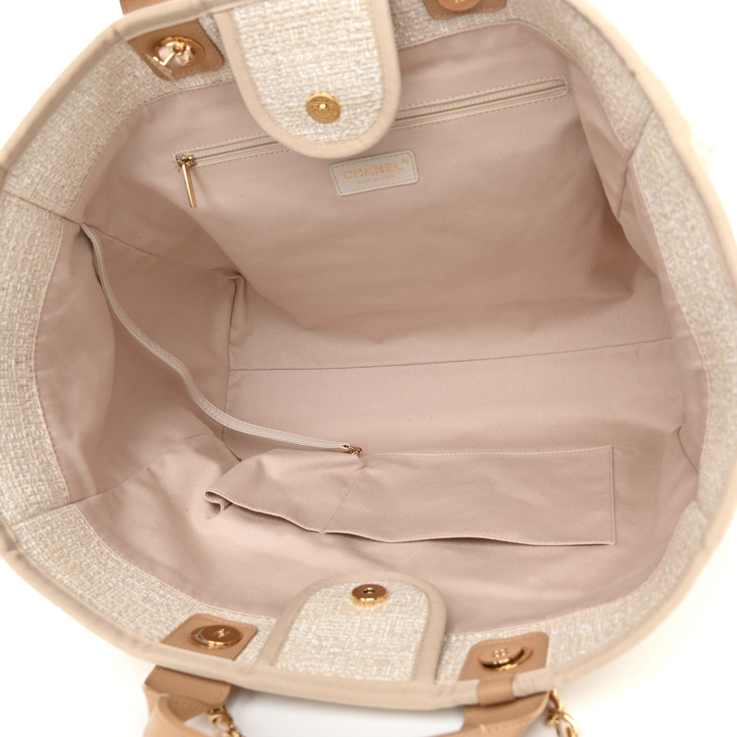 Chanel Canvas Large Deauville Tote Light Beige 5 of 10
