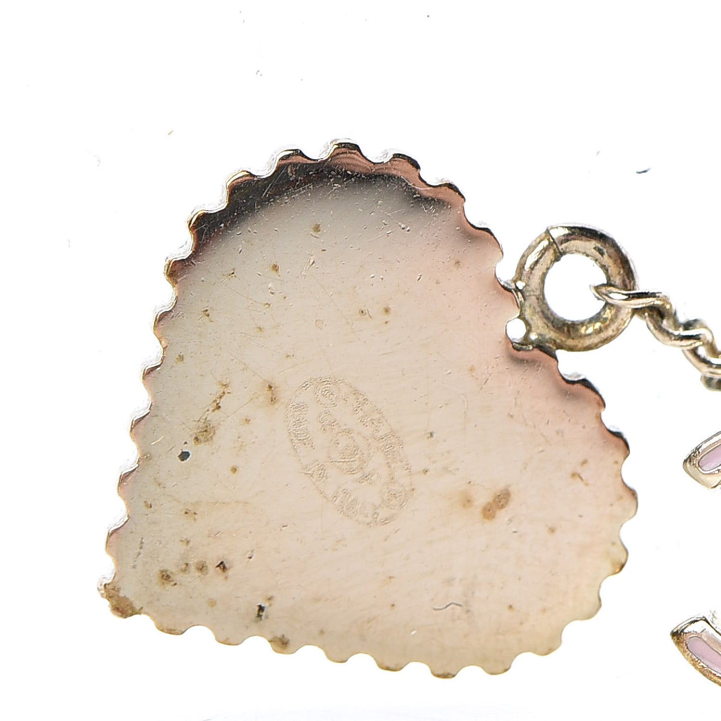 Enamel Valentine CC Heart Drop Earrings Pink Gold