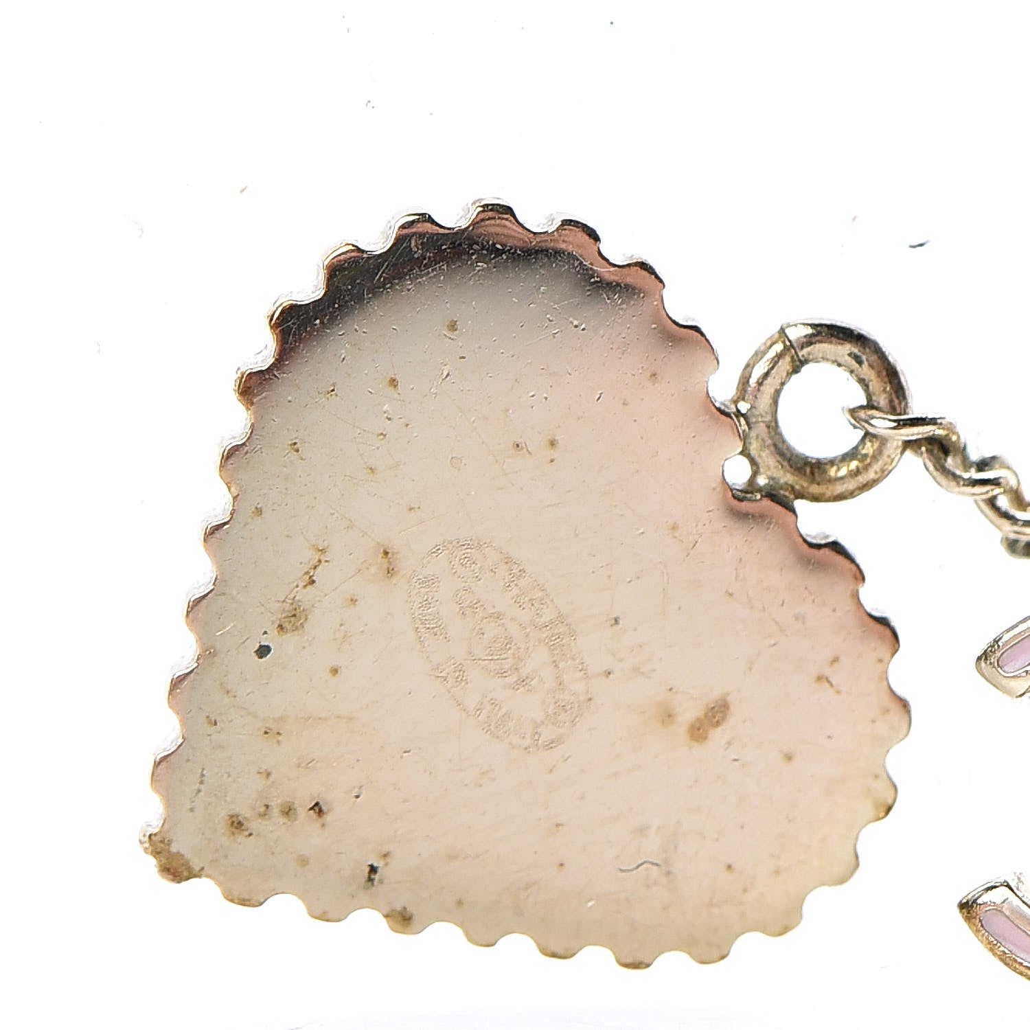 Chanel Enamel Valentine CC Heart Drop Earrings Pink Gold 4 of 5