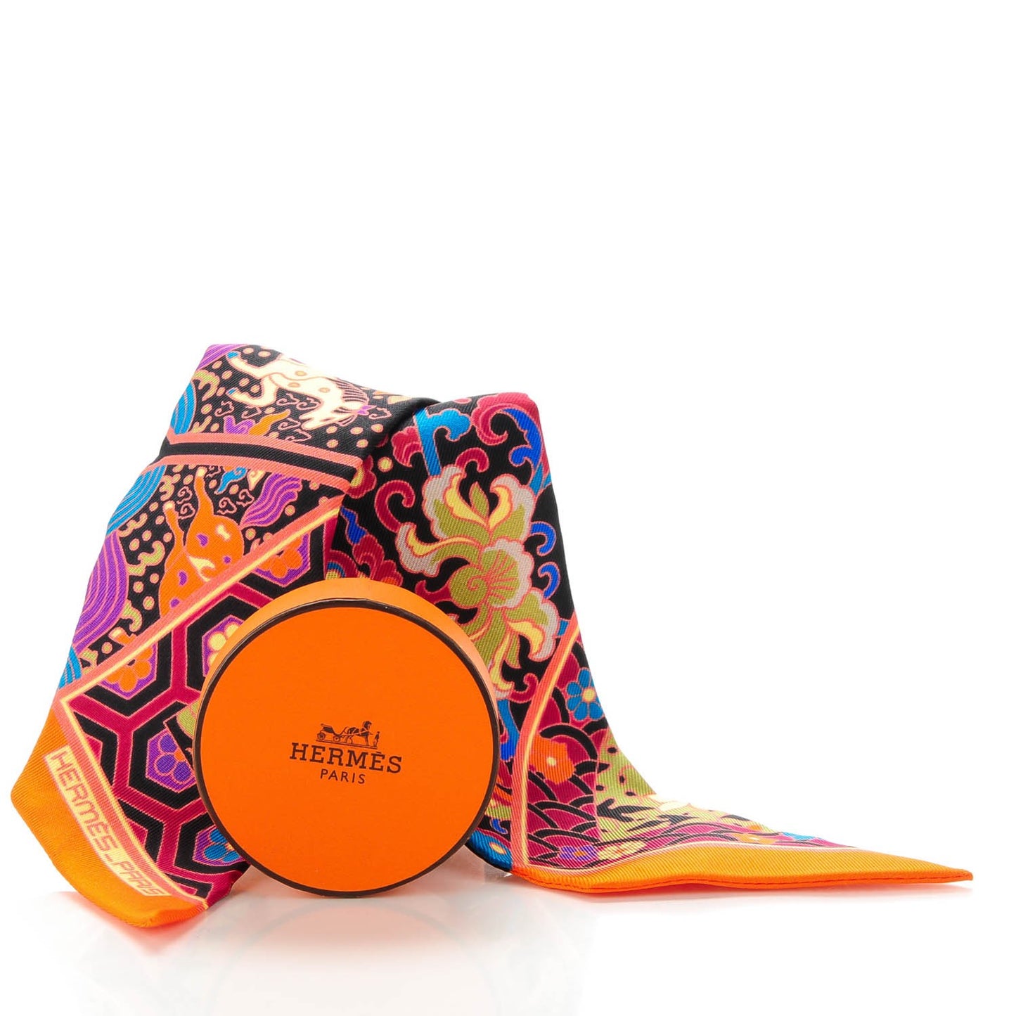 Silk Collections Imperiales Twilly Orange Fuchsia Black