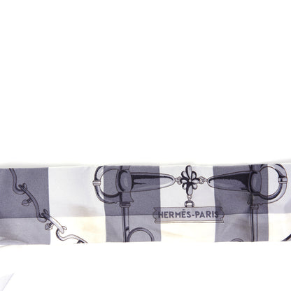 Hermes Silk Mors Et Gourmettes Vichy Twilly Anthracite Menthol White 6 of 7