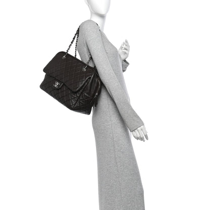 Chanel Lambskin Quilted Travel Flap Tote Dark Brown 2 of 10