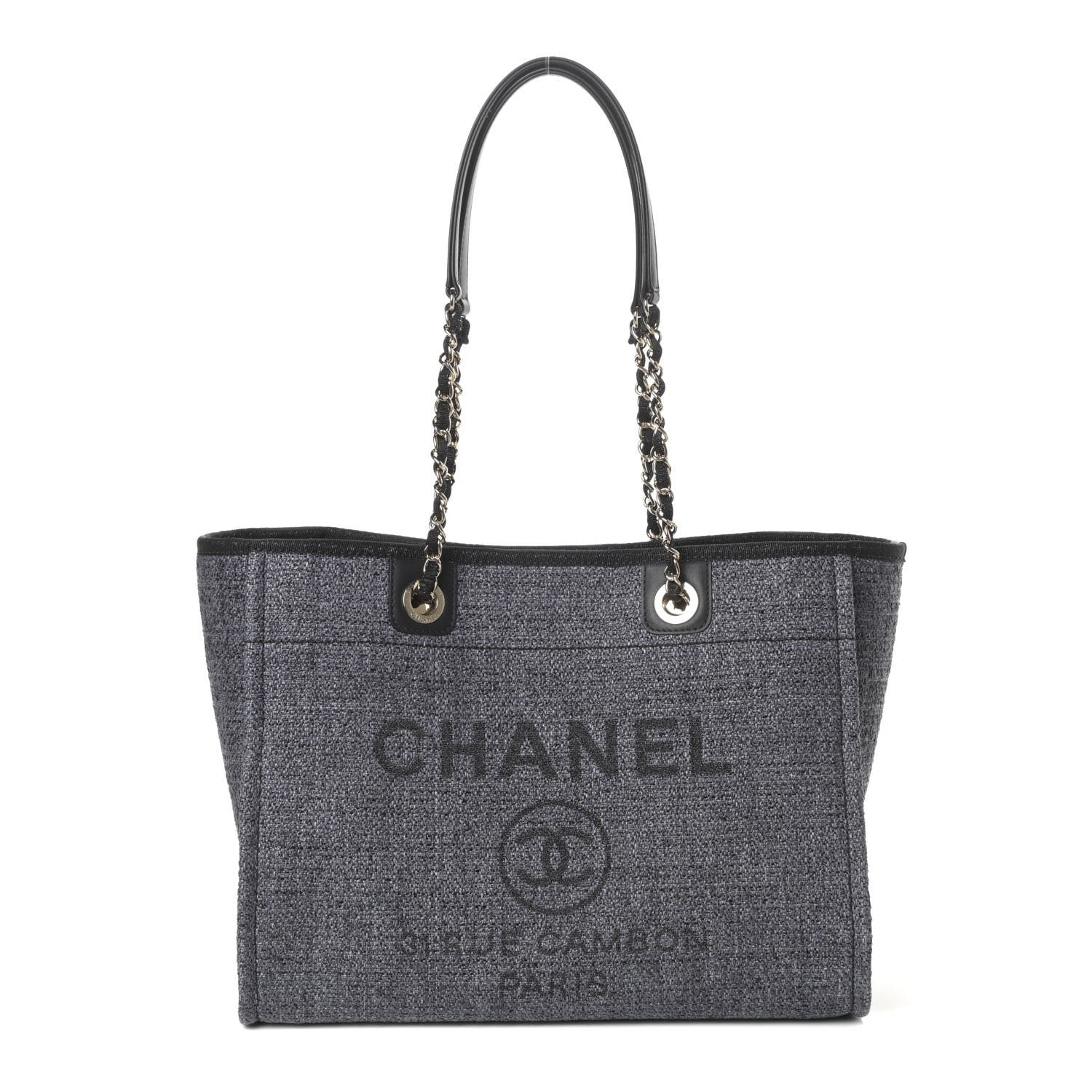 Chanel Woven Straw Raffia Small Deauville Tote Charcoal 1 of 10