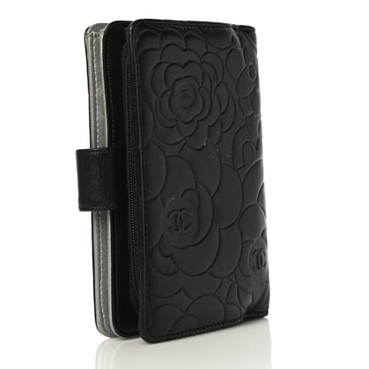 Chanel Lambskin Camellia Embossed Zipped Pocket Wallet Black 3 of 20