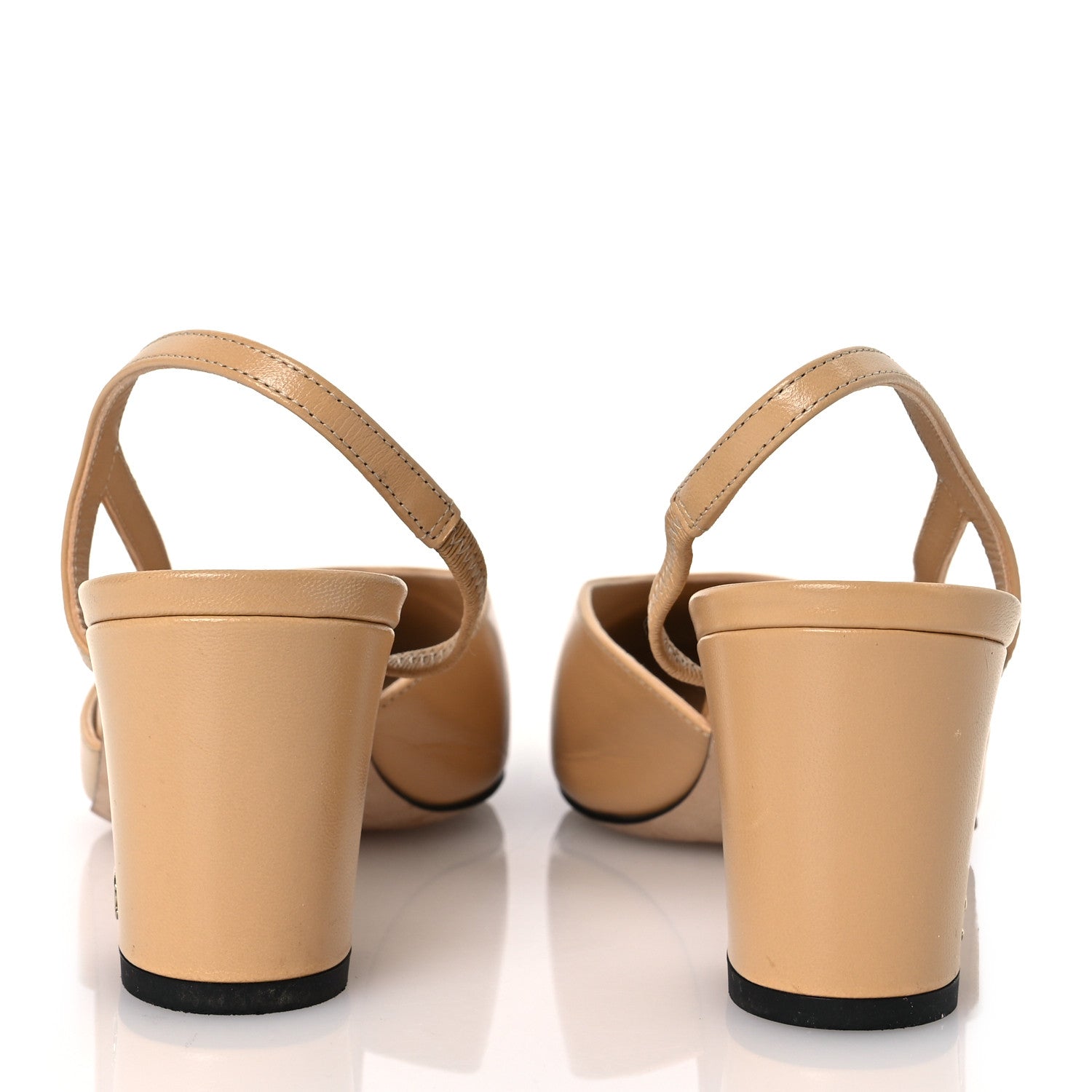 Chanel Goatskin Grosgrain Cap Toe CC Slingback Pumps 40 Beige Black 6 of 12