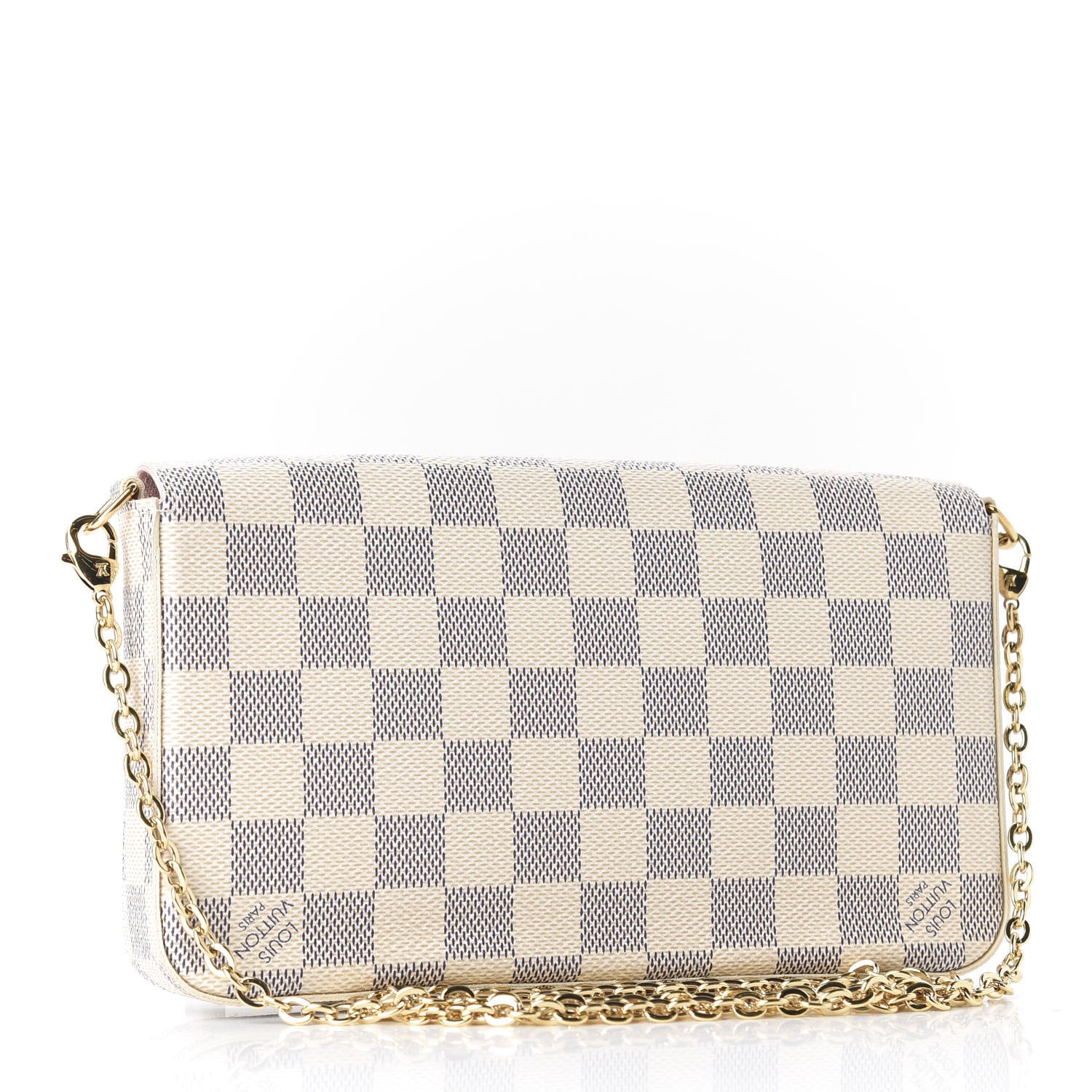 Louis Vuitton Damier Azur Pochette Felicie Chain Wallet Rose Ballerine 2 of 10