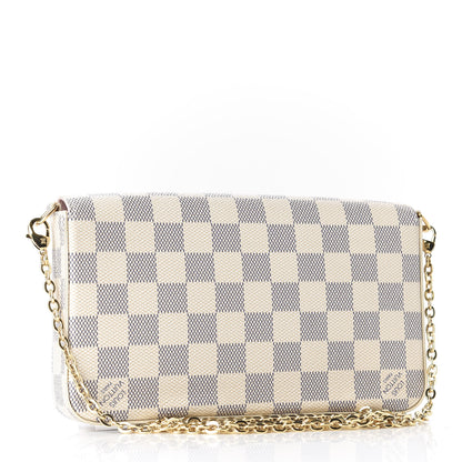 Louis Vuitton Damier Azur Pochette Felicie Chain Wallet Rose Ballerine 2 of 10