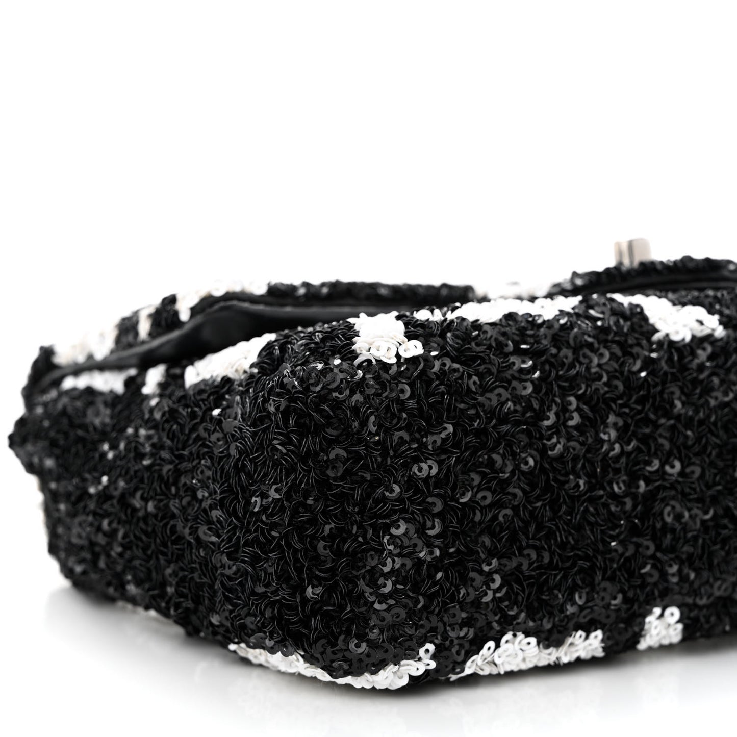 Sequin Mini Rectangular Flap Black White