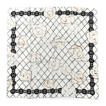 Chanel Silk Camellia CC Square Scarf Ivory 1 of 3