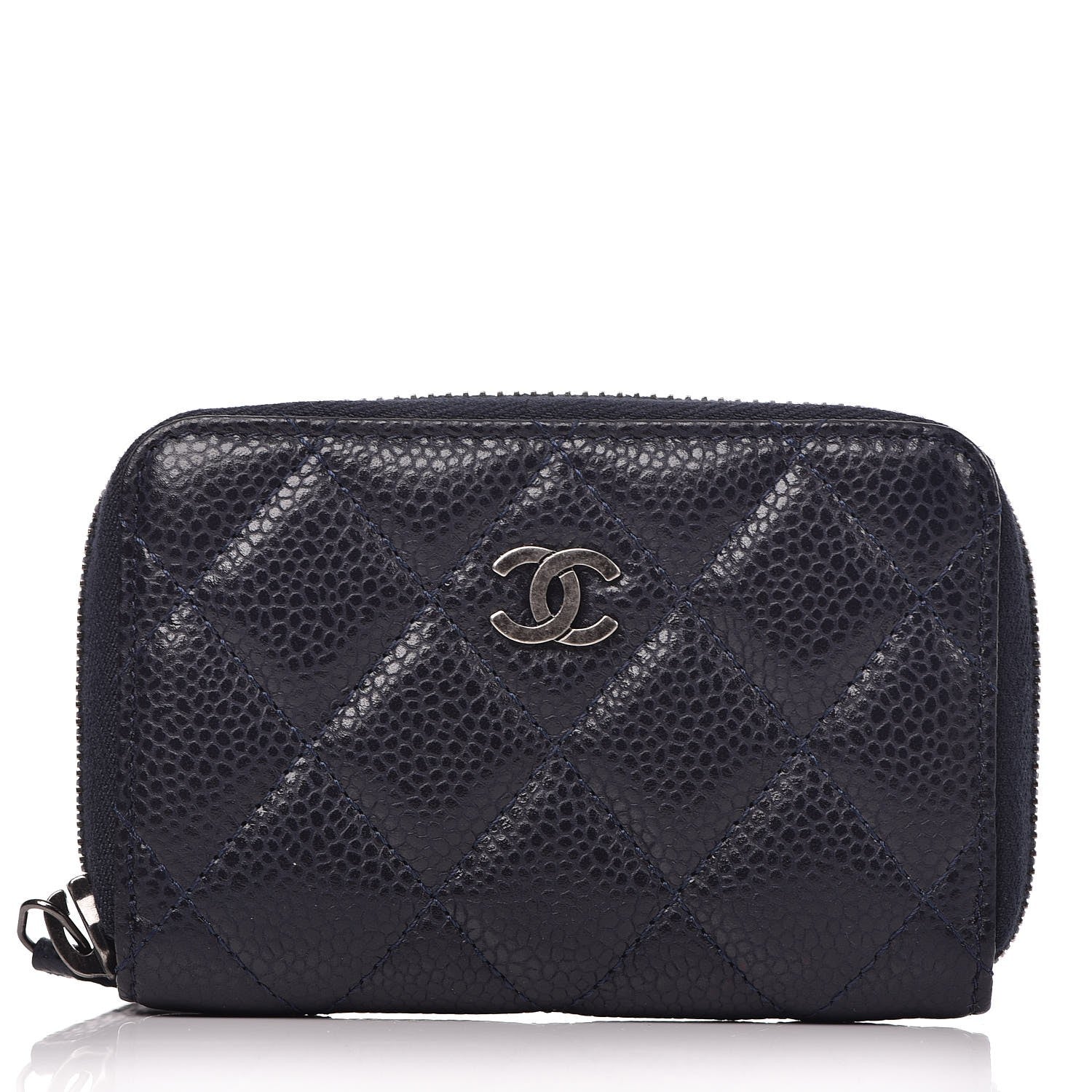 Chanel Caviar Quilted Zip Coin Purse Navy 1 of 8