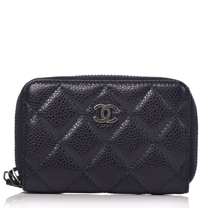 Chanel Caviar Quilted Zip Coin Purse Navy 1 of 8
