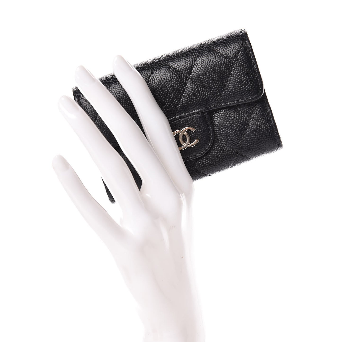 Caviar Quilted Classic 4 Key Holder Wallet Black