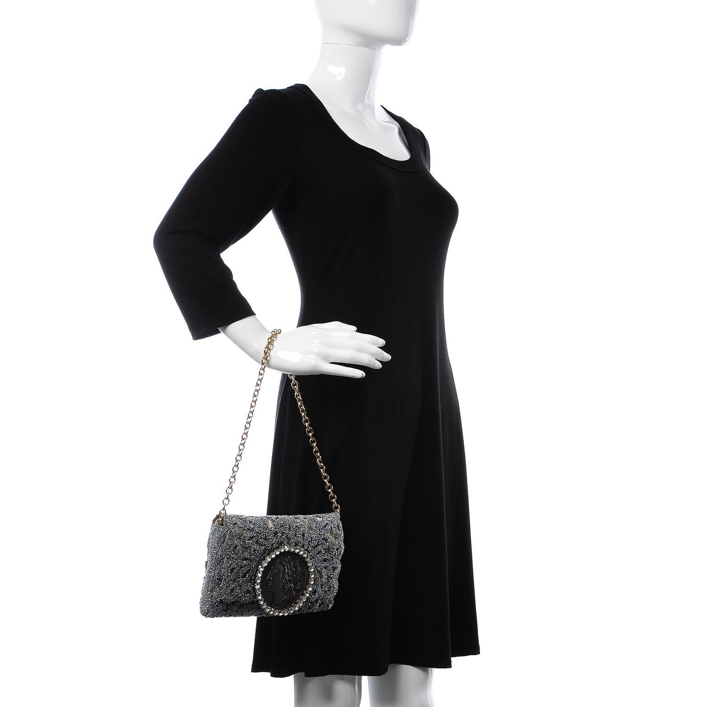 Jacquard Crochet Coin Bag Silver