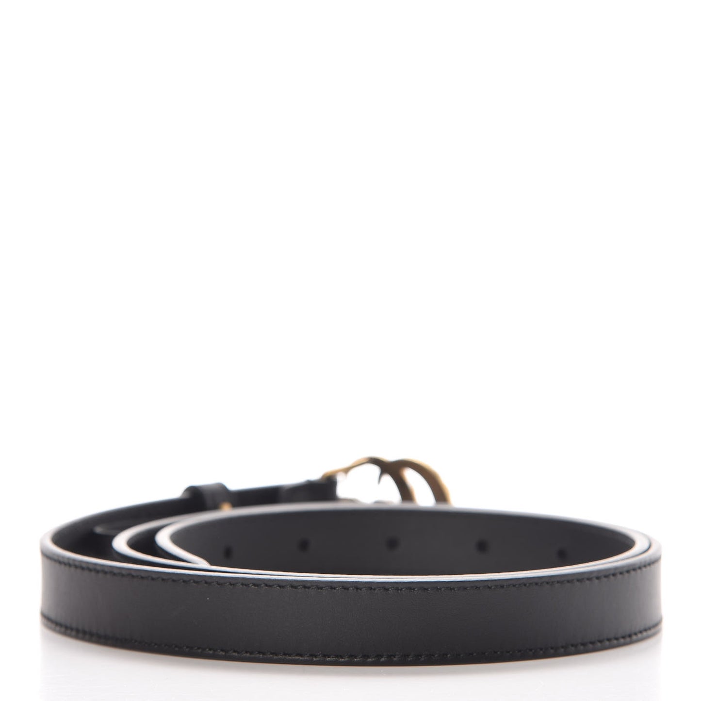 Calfskin Pearl Double G 20mm Belt 90 36 Black Cream