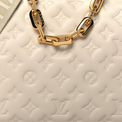 Louis Vuitton Lambskin Embossed Monogram Coussin PM Beige Cream 9 of 12