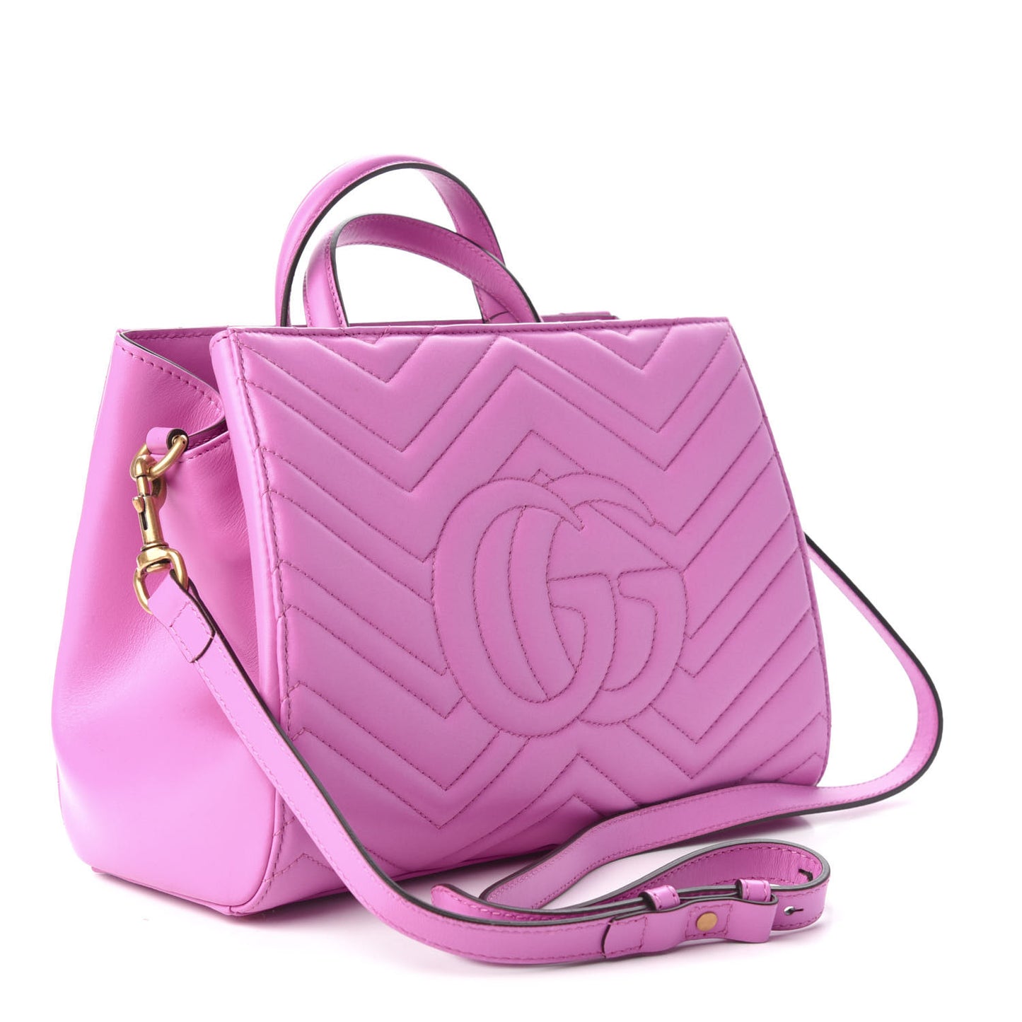 Calfskin Matelasse Small GG Marmont Tote Candy Mousse