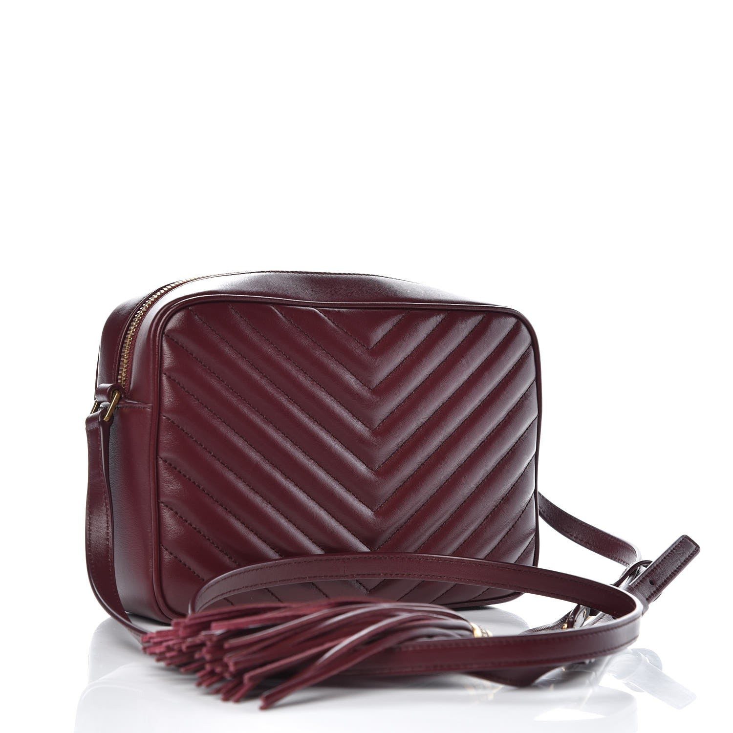Saint Laurent Calfskin Matelasse Monogram Lou Camera Bag Dark Legion Red 3 of 7