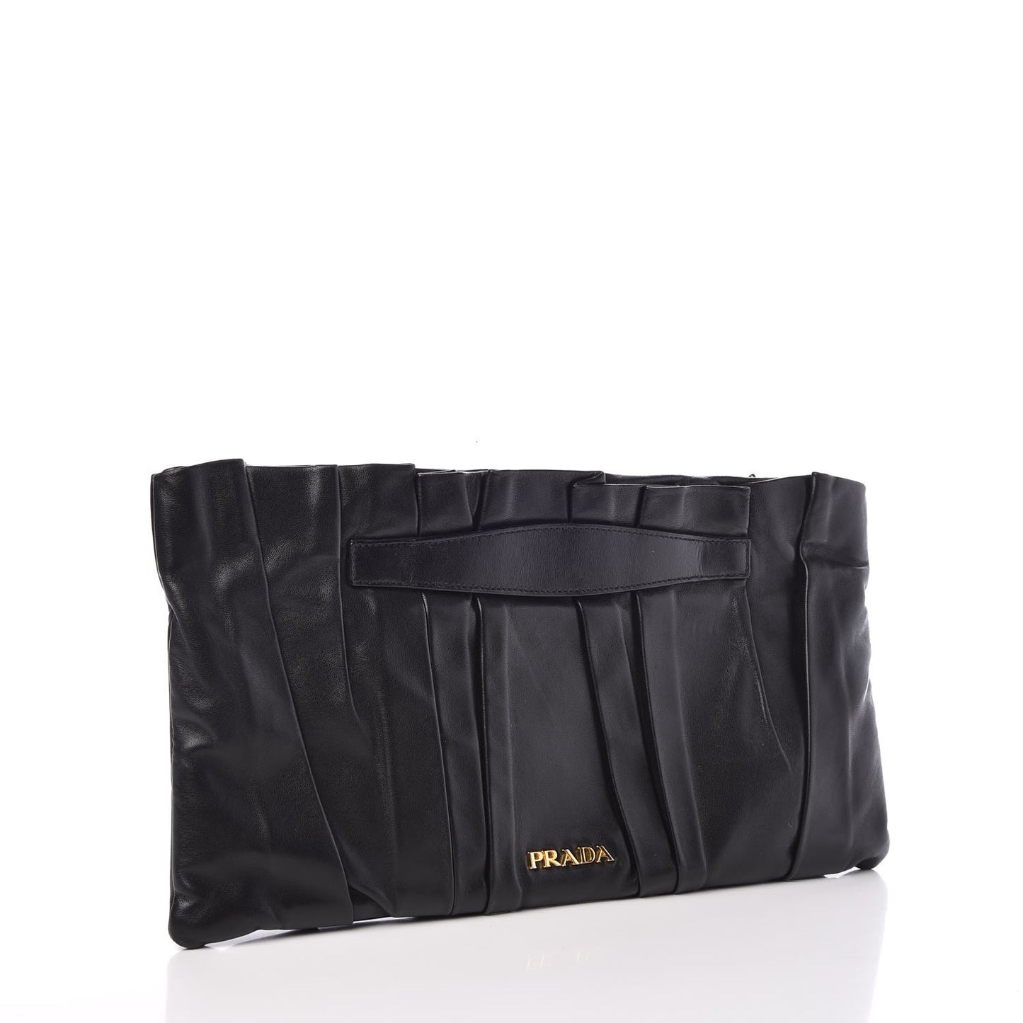Nappa Pleated Clutch Black