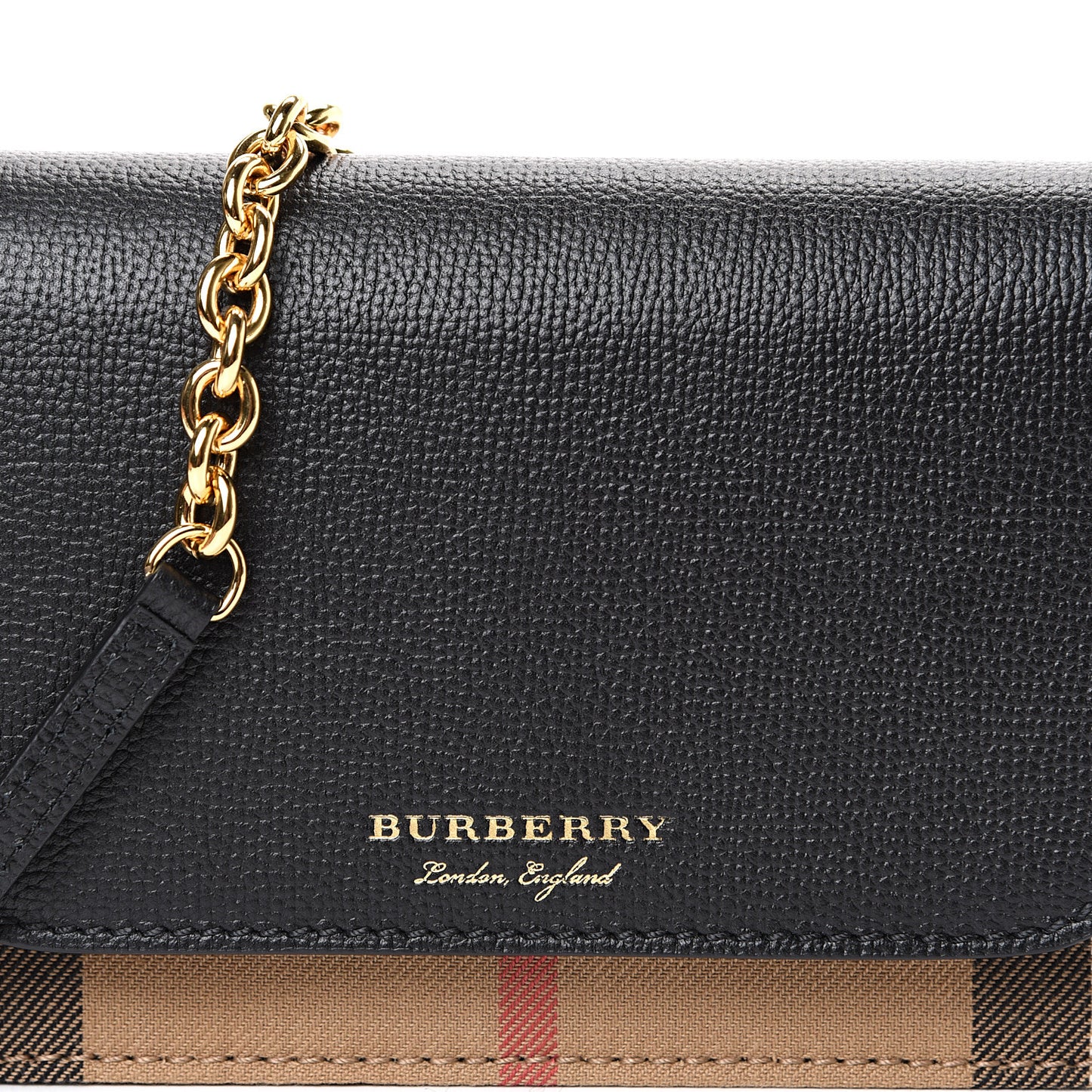 Derby Calfskin House Check Wallet On Chain Black