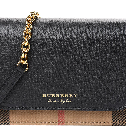 Burberry Derby Calfskin House Check Wallet On Chain Black 7 of 9