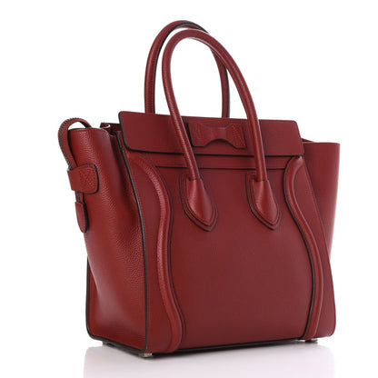 Celine Drummed Calfskin Micro Luggage Merlot 3 of 7