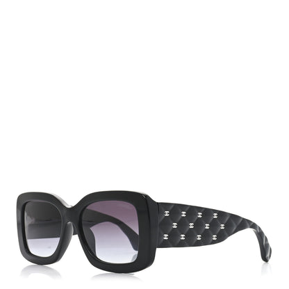 Chanel Acetate Quilted CC Rectangle Sunglasses 5483-A Black 1 of 7
