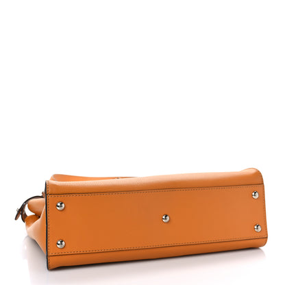 Fendi Vitello Seta Shiny Nappa Plexiglass Granite Medium Peekaboo Iconic Satchel Ginger Latte 4 of 9