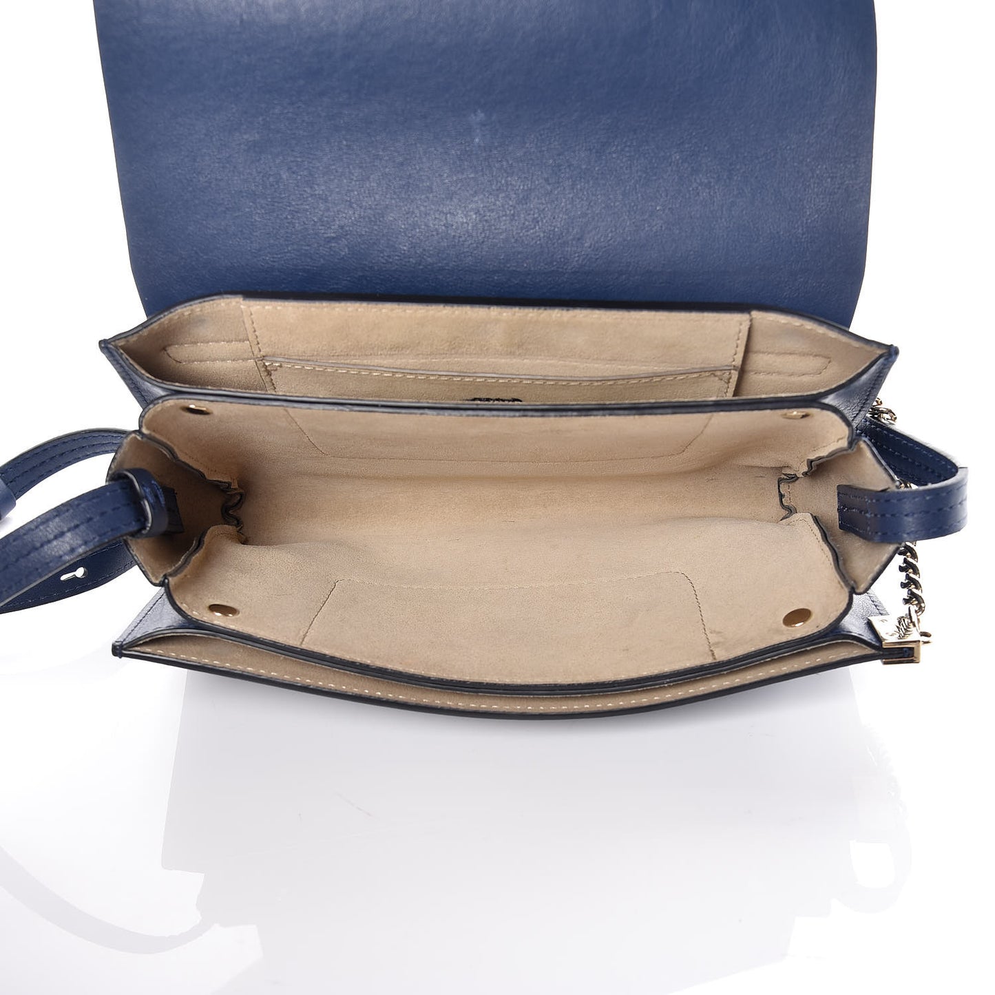 Suede Calfskin Small Faye Shoulder Bag Denim Blue