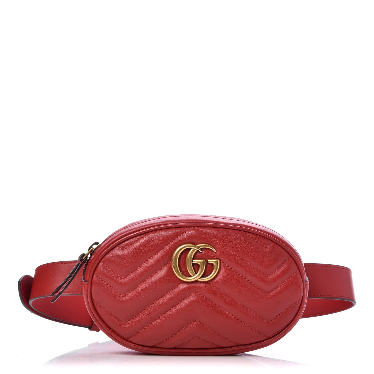 Gucci Calfskin Matelasse GG Marmont Belt Bag 75 30 Hibiscus Red 1 of 7