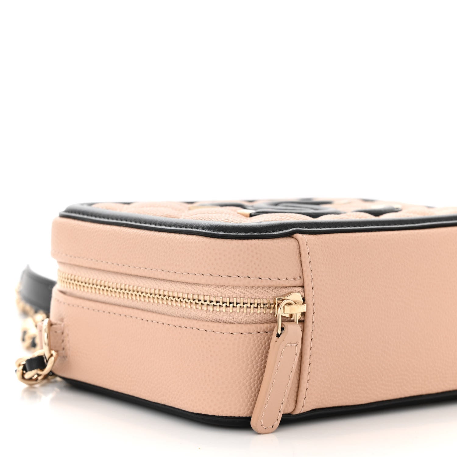 Chanel Caviar Quilted CC Filigree Vanity Clutch With Chain Beige Black 9 of 11