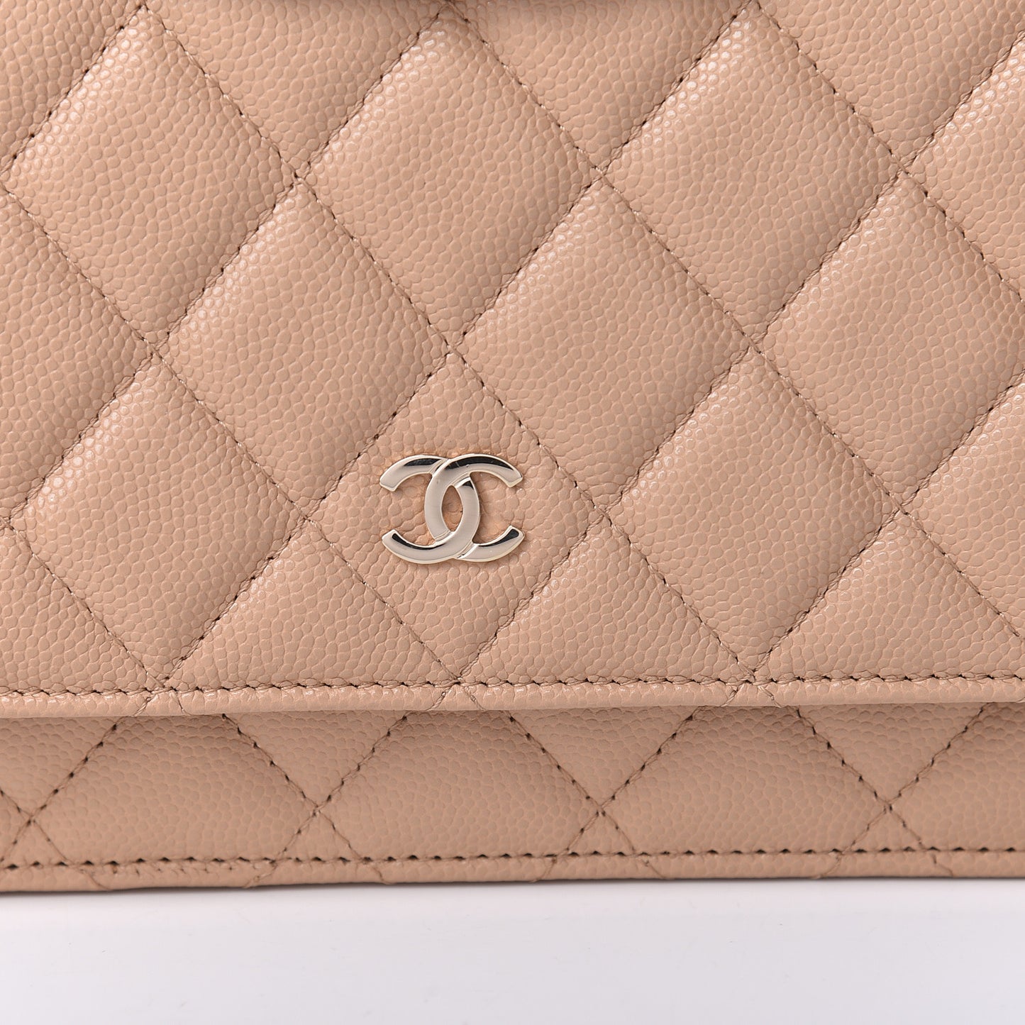 Caviar Quilted Wallet On Chain WOC Beige