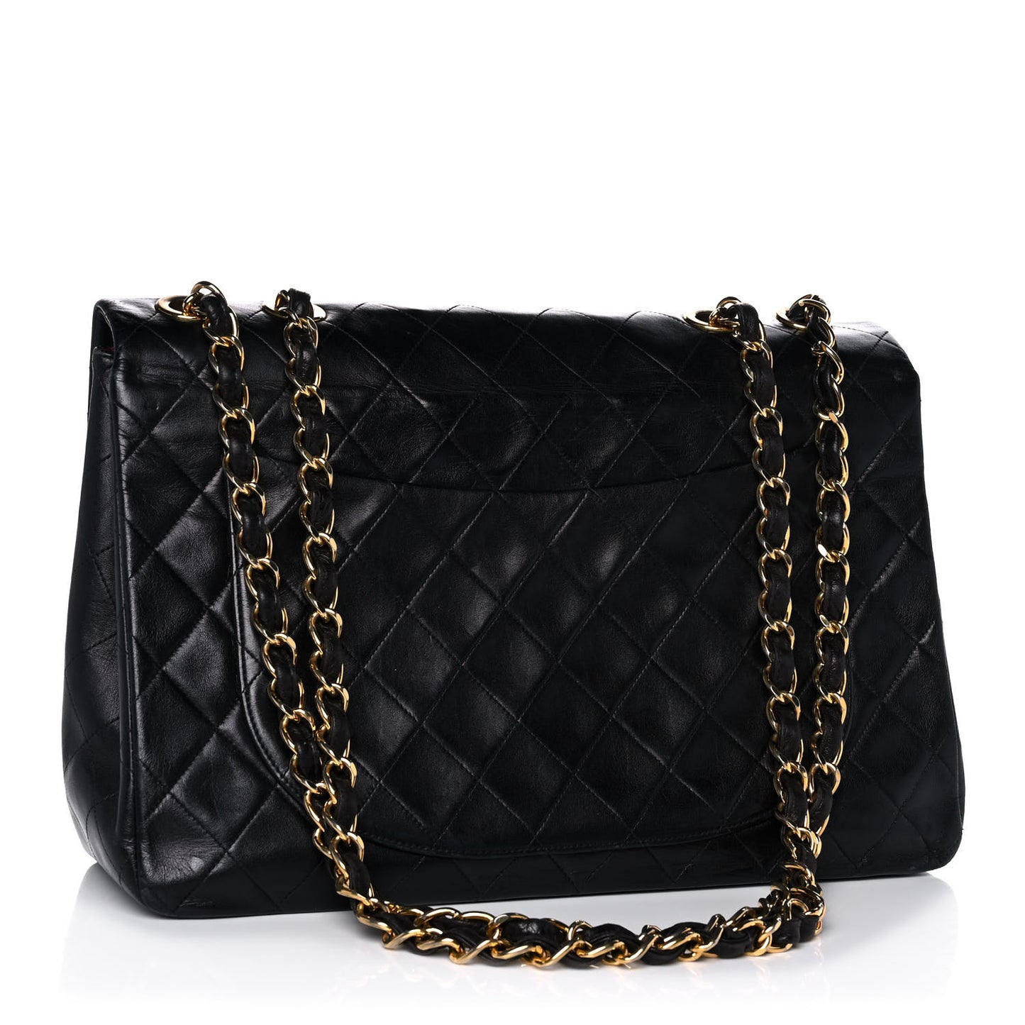 Lambskin Quilted XL Jumbo Single Flap Black