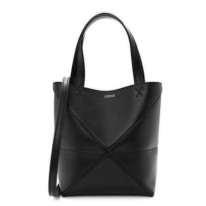 Loewe Shiny Calfskin Mini Puzzle Fold Tote Black 1 of 10