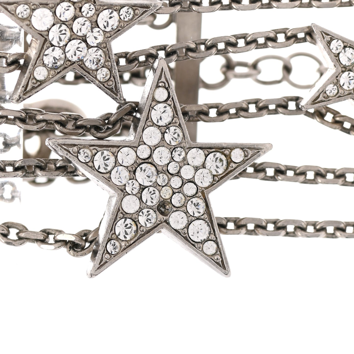 Crystal Star CC Multi Strand Bracelet Silver