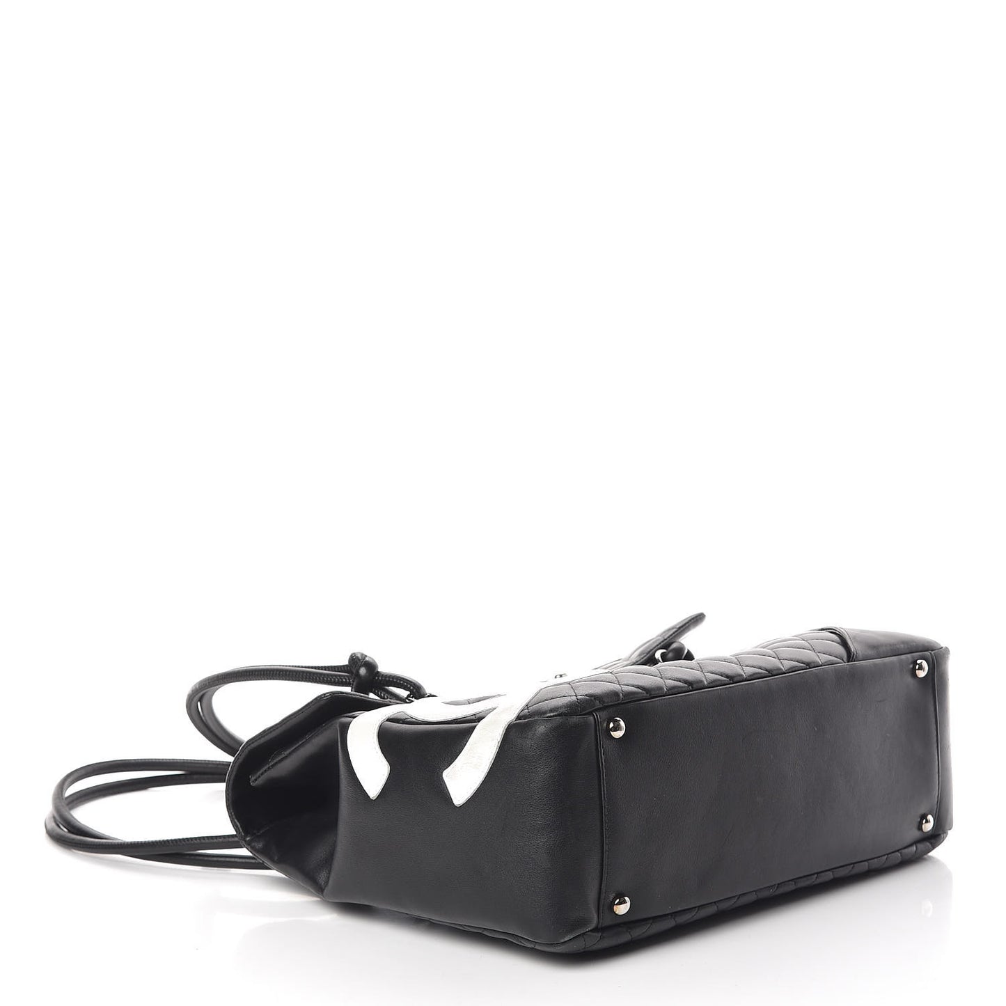 Calfskin Quilted Large Cambon Flap Black White