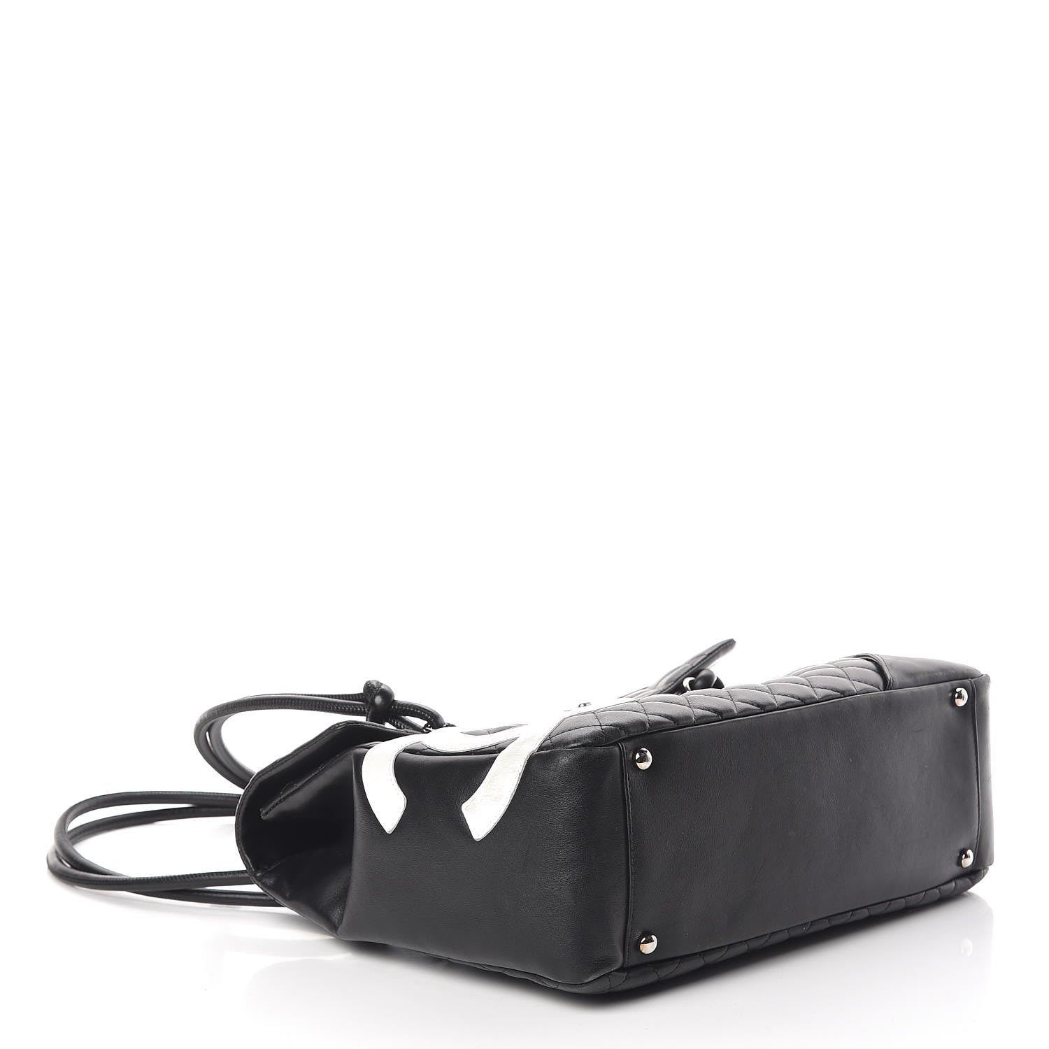 Chanel Calfskin Quilted Large Cambon Flap Black White 4 of 9