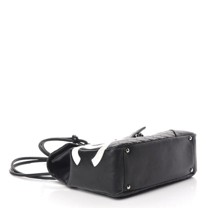 Chanel Calfskin Quilted Large Cambon Flap Black White 4 of 9