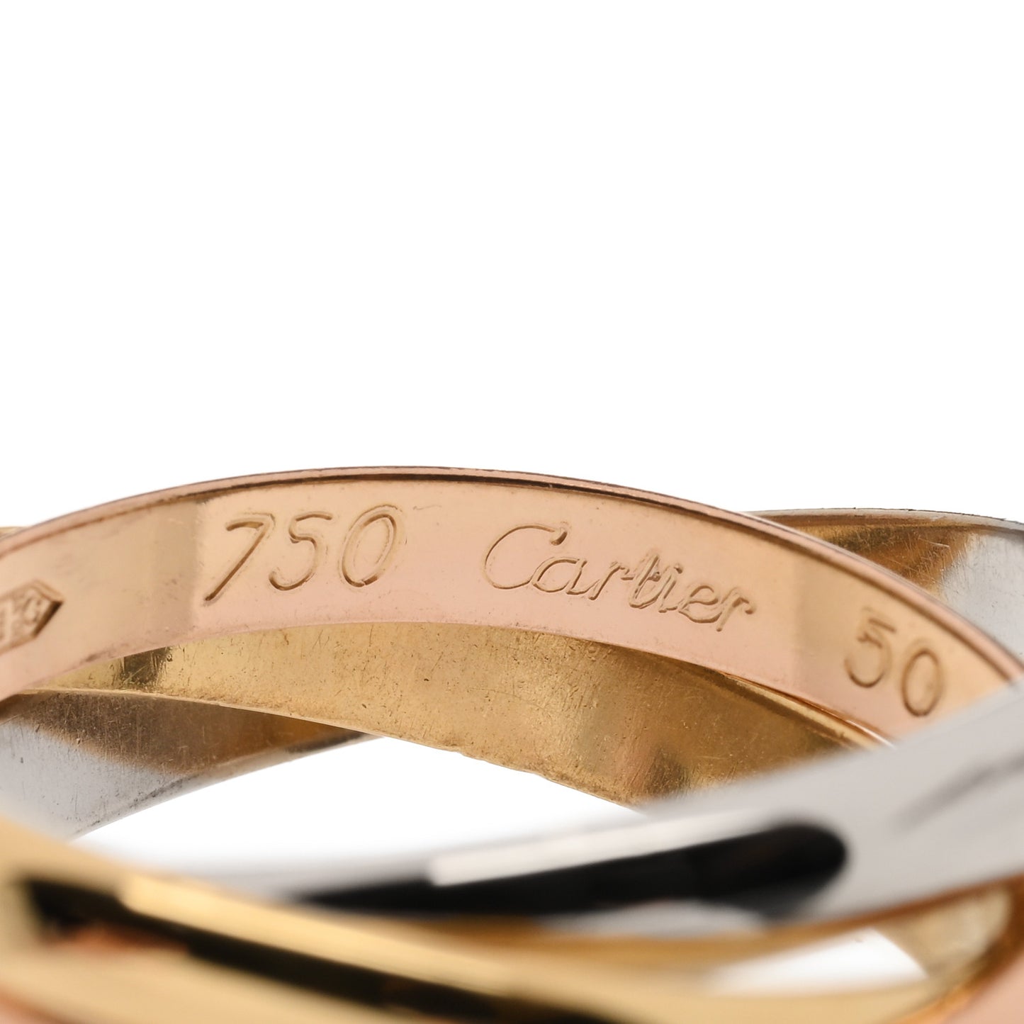 18K Pink Yellow White Gold Small Trinity Ring 50 5.25