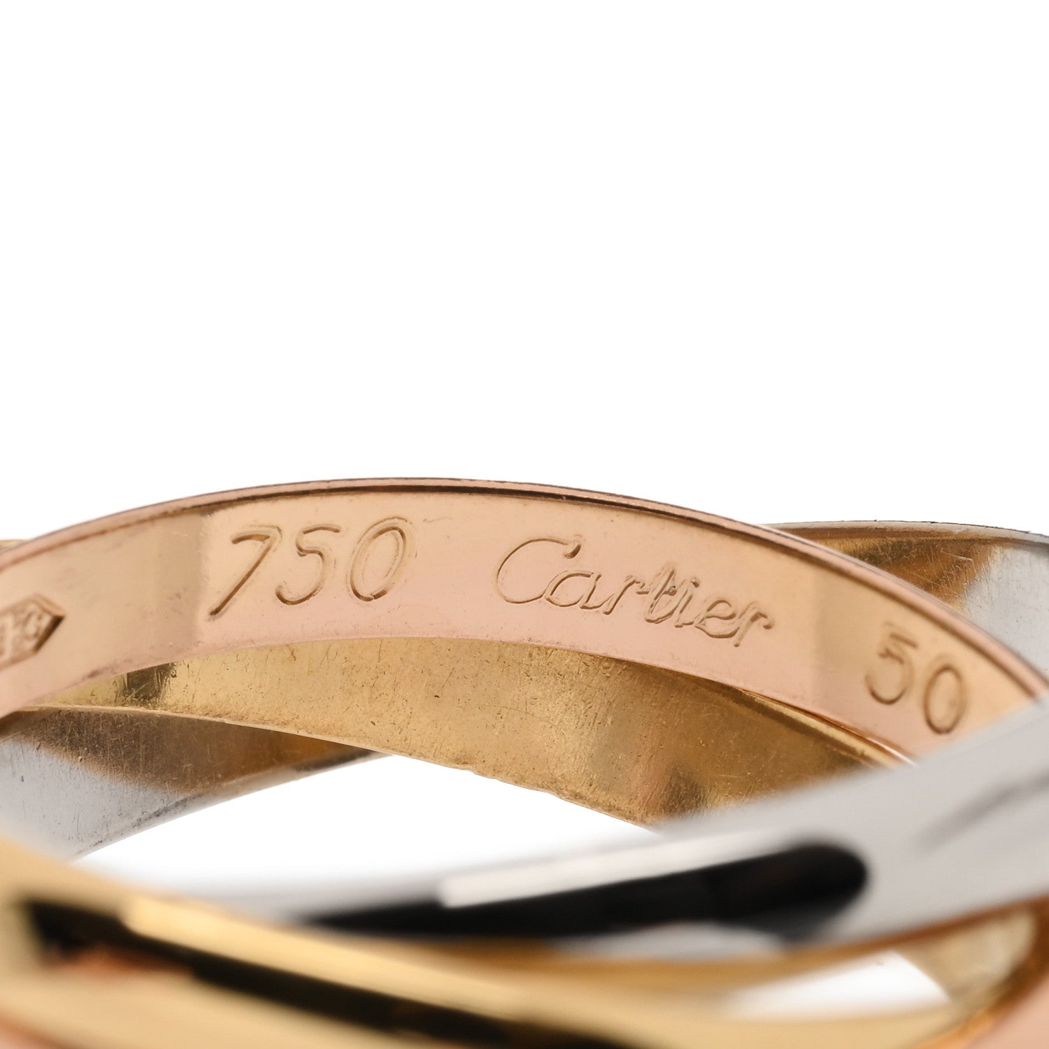 Cartier 18K Pink Yellow White Gold Small Trinity Ring 50 5.25 5 of 5