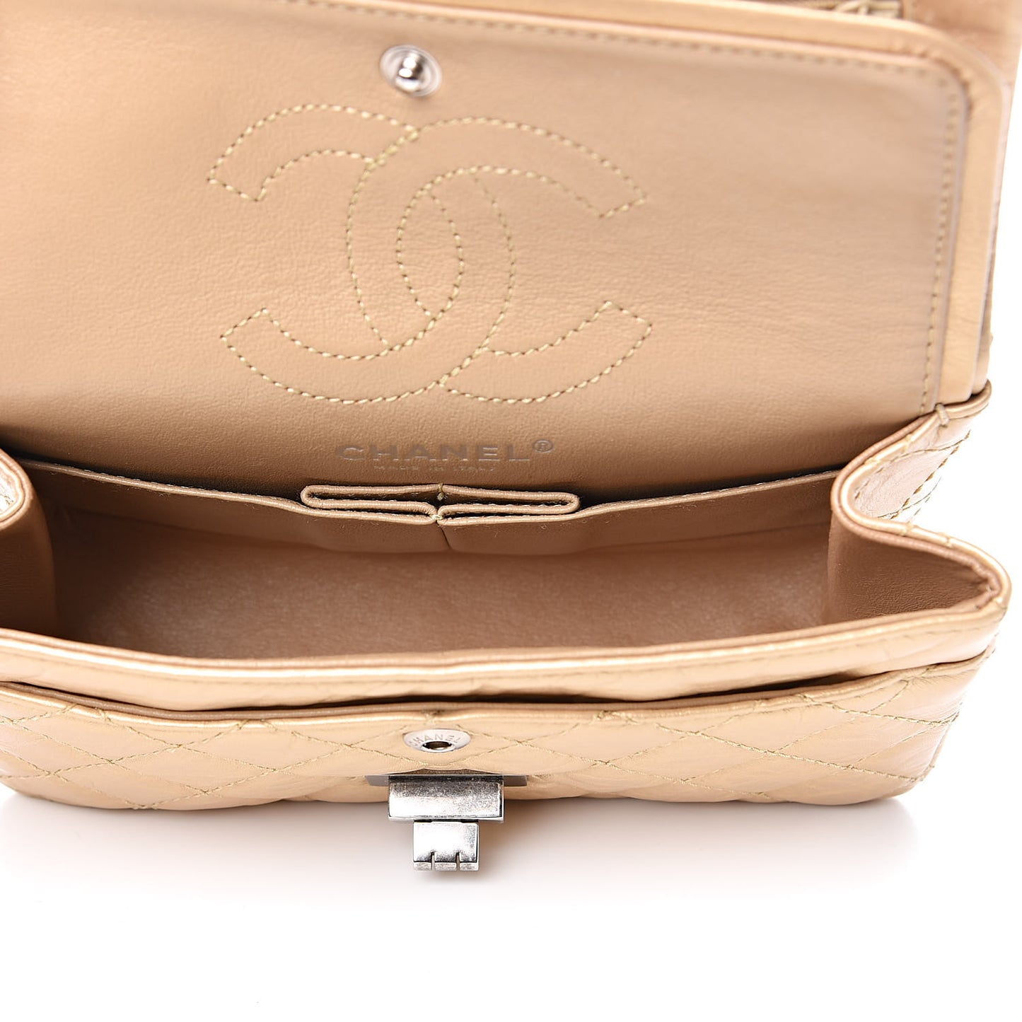 Metallic Calfskin Quilted 2.55 Reissue 224 Flap Gold