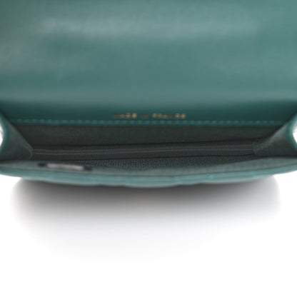 Chanel Lambskin Quilted Top Handle Flap Coin Purse With Chain Green 4 of 4