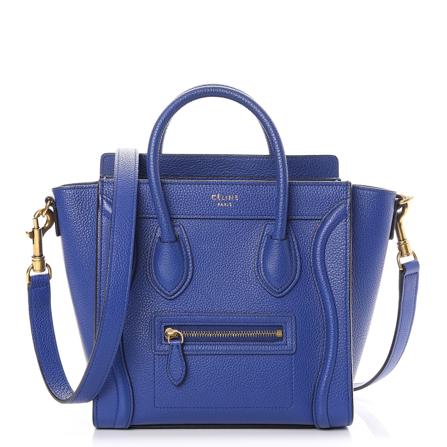 Celine Drummed Calfskin Nano Luggage Indigo 1 of 7