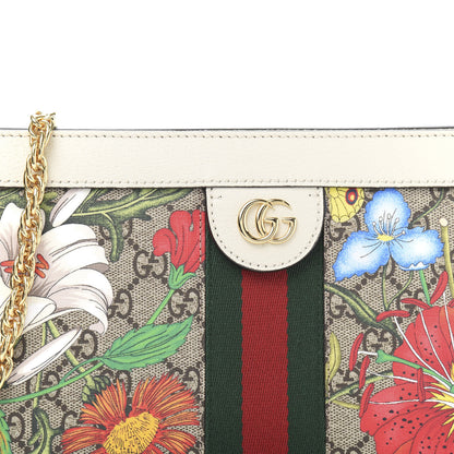Gucci GG Supreme Monogram Flora Web Small Ophidia Chain Shoulder Bag White 11 of 12
