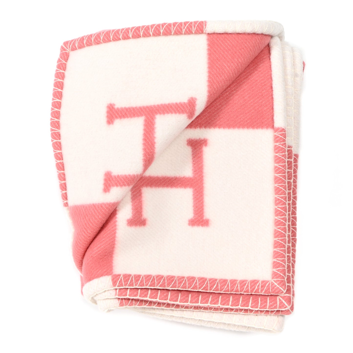 Wool Cashmere Avalon Baby Blanket Rose Airelle White