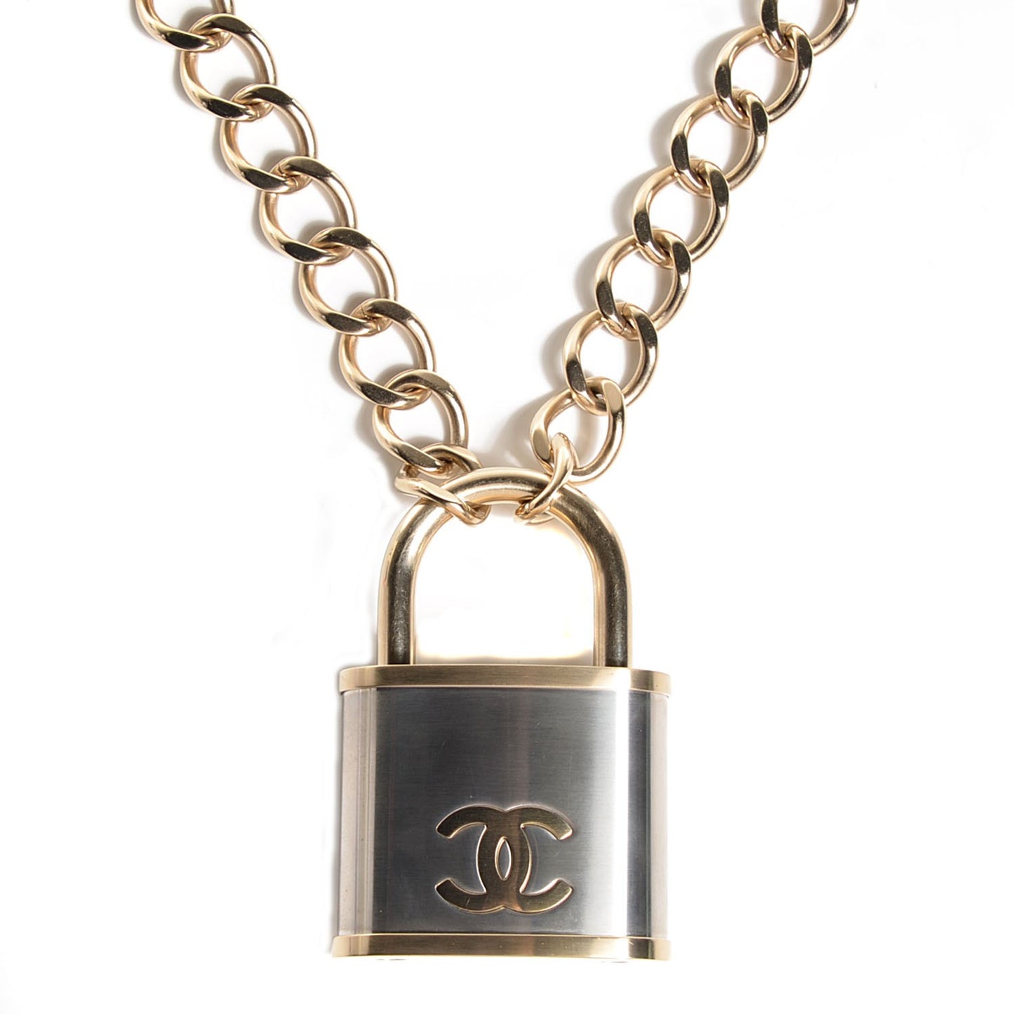 CC Oversized Padlock Necklace Gold Silver