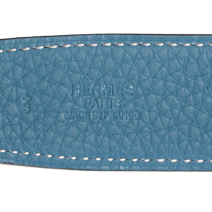 Hermes Box Togo Reversible Quizz H Belt 90 Blue Jean Black 3 of 8