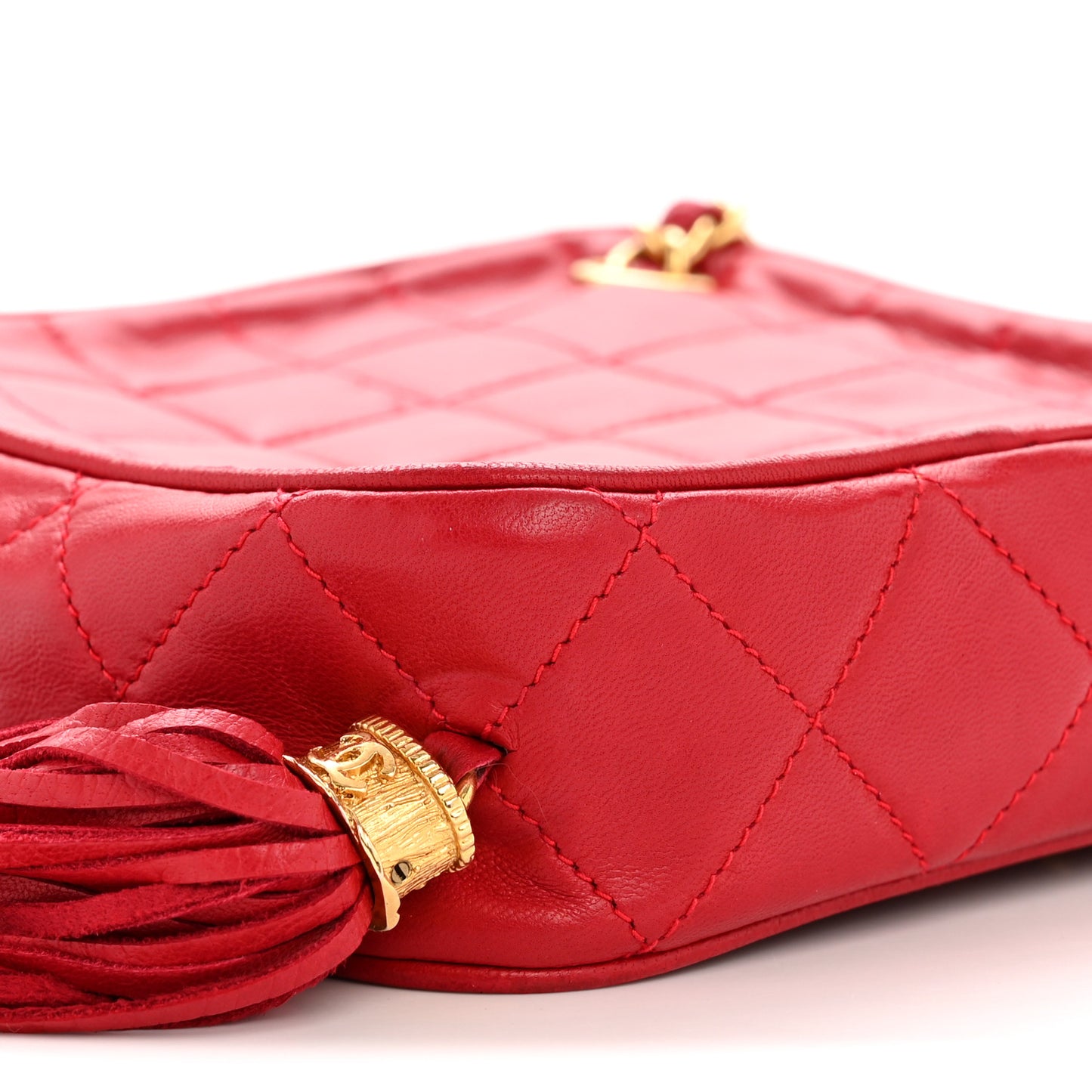 Lambskin Quilted Tassel Clutch Red
