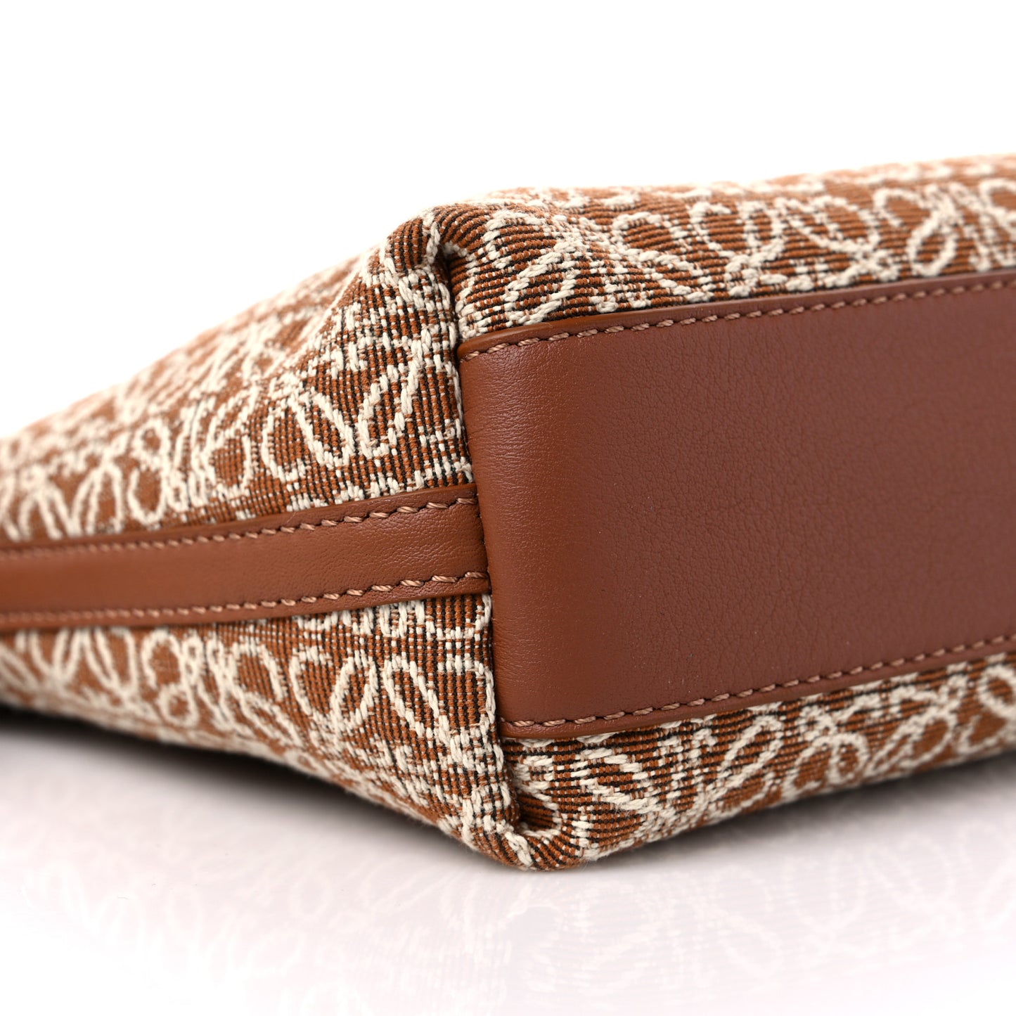 Jacquard Anagram Calfskin Mini Flamenco Knot Clutch Tan Pecan